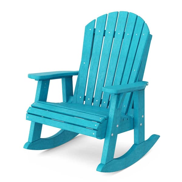 Wildridge Heritage Aruba Blue Plastic Adirondack Outdoor Rocking Chair