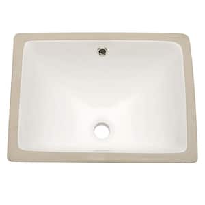 20.3 in. x 15 in. Rectangular Bathroom Undermount Single Bowl Vessel Sink in White