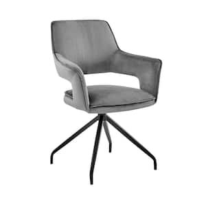 Gray and Black Fabric Accent Chair with Metal Frame