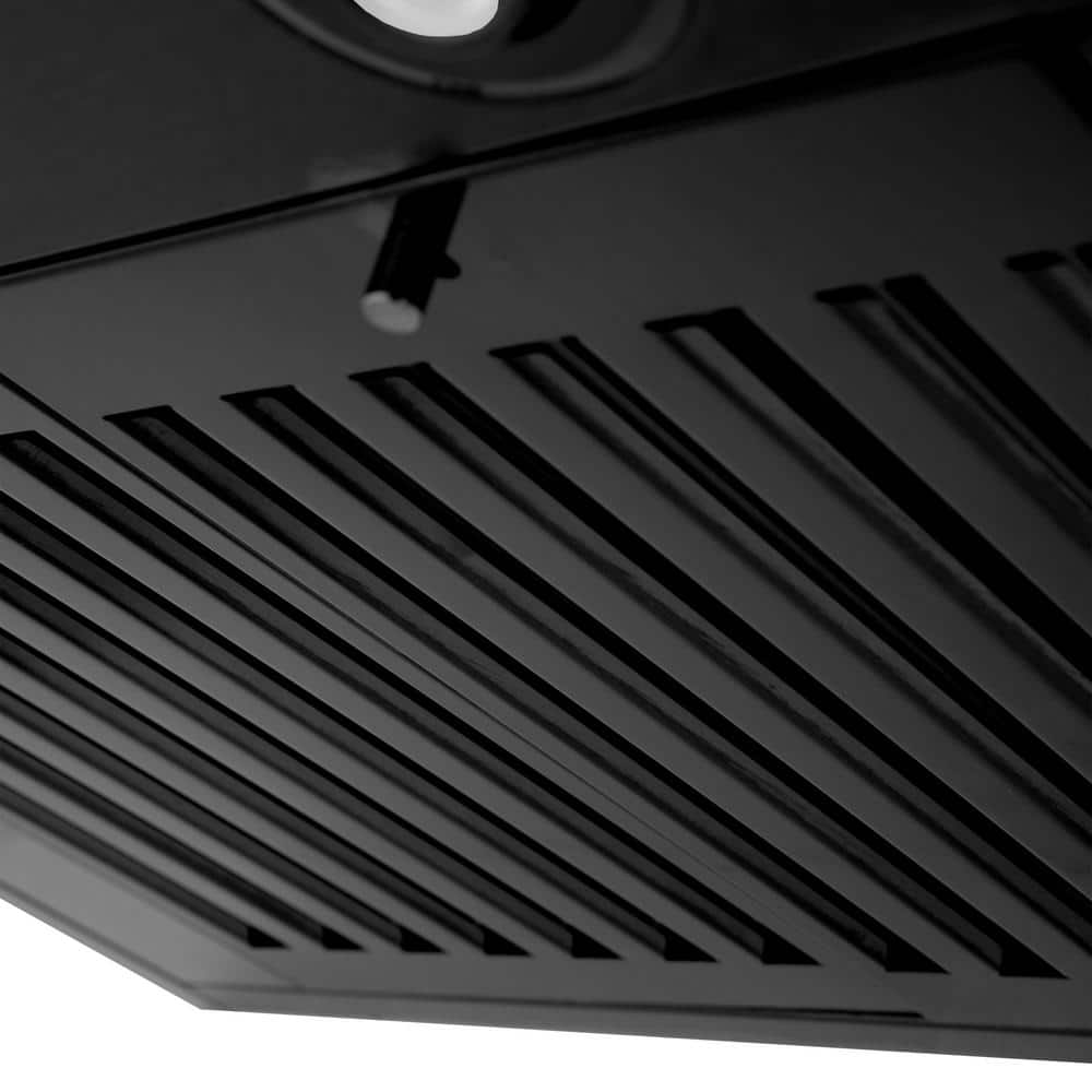 24 Inch Black Stainless Steel Convertible Wall Mount Range Hood