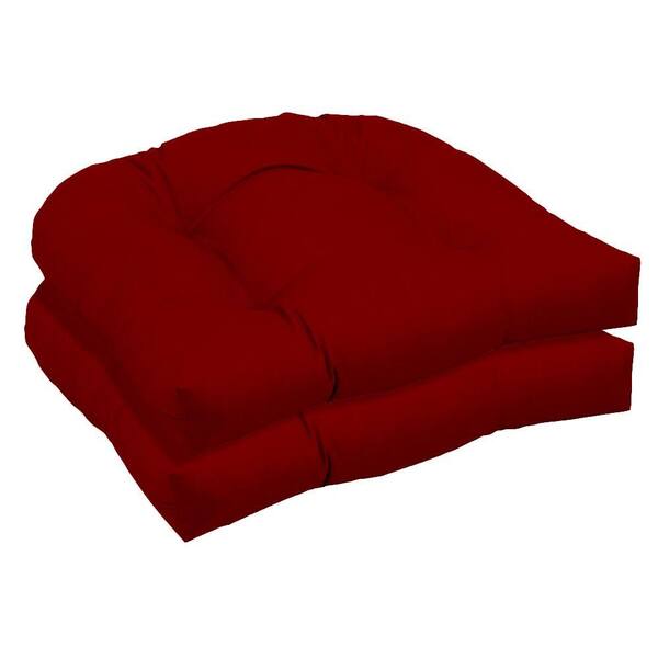 Arden Canvas Jockey Red Wicker Outdoor Tufted Seat Pad 2 Pack-DISCONTINUED