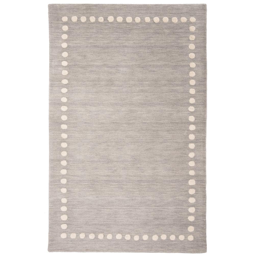 Gray Hand-Tufted Wool Kids Area Rug with Dotted Border