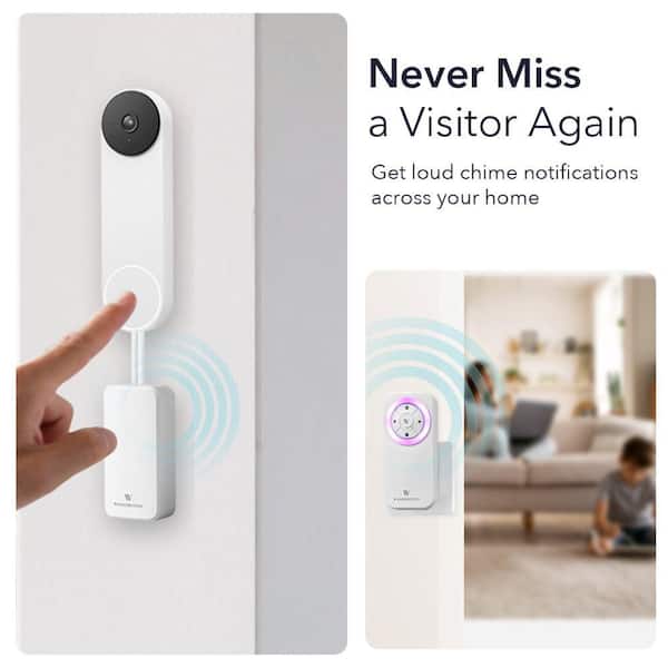 Wasserstein Nest Doorbell Chime with Wired Transmitter (White) for