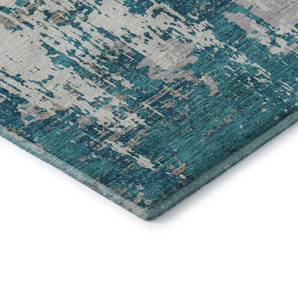 Mayfield Premium Machine Washable Abstract AMF1008 Teal 2 ft. x 3 ft. Area Rug