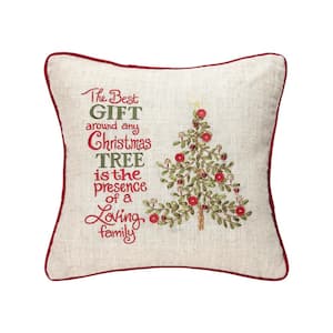 Red Family Best Gift Christmas Tree Throw Pillow