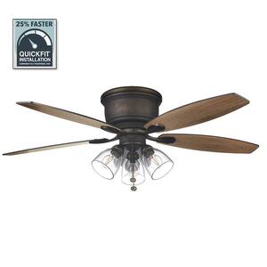 Stoneridge 52 in. Indoor LED Bronze Hugger Ceiling Fan with Light Kit, 5 Reversible Blades and Reversible Motor