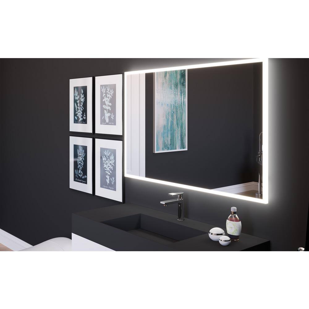 Elegante 48" Frameless Smart LED Wall Vanity Mirror in Silver