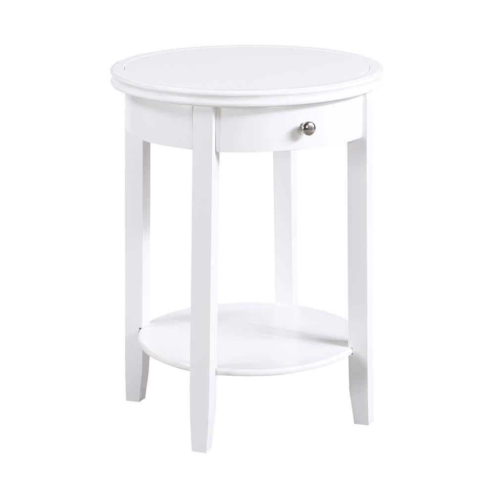 American Heritage Baldwin 18.25 in. W White Round MDF 1 Drawer End Table with Shelf price history on PriceWatchPro