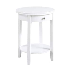 American Heritage Baldwin 18.25 in. W White Round MDF 1 Drawer End Table with Shelf