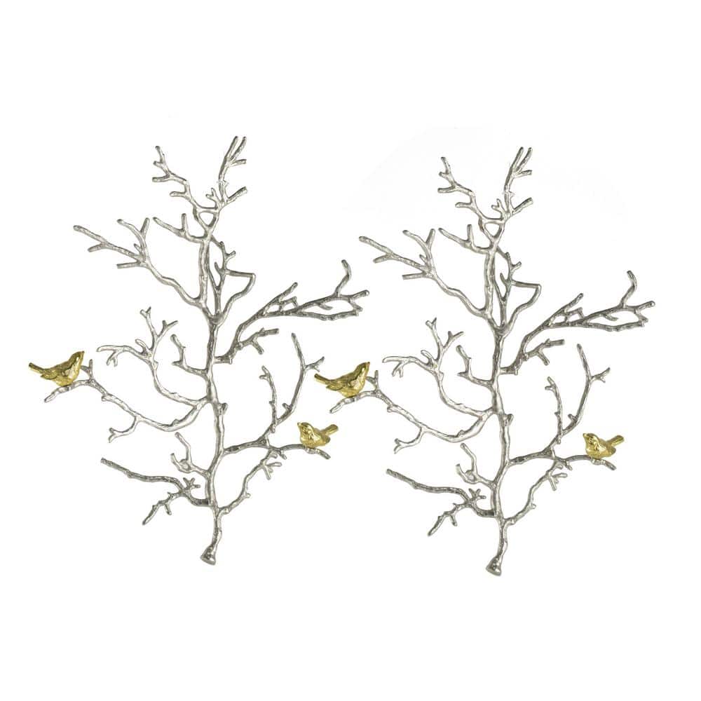 Anky Aluminium 22 in. x 17 in. Multi-Colored Wall Architectural Decor 2-Piece Metal Wall Sculptures with Bird Accents price history on PriceWatchPro