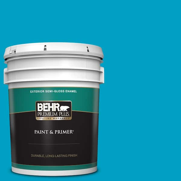 BEHR PREMIUM PLUS 5 gal. #530B-6 Tropical Holiday Semi-Gloss Enamel Exterior Paint & Primer