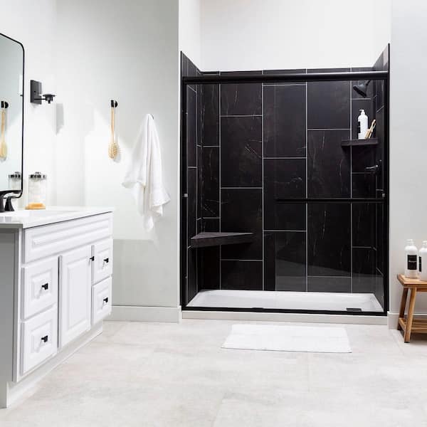 Black Ice 14.8 in. W x 25.6 in. L Waterproof Adhesive No Grout Vinyl Wall Tile (21 sq. ft./case)