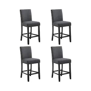New Classic Furniture Crispin Granite Gray Polyester Fabric Counter Side Chair with Nailhead Trim (Set of 4)