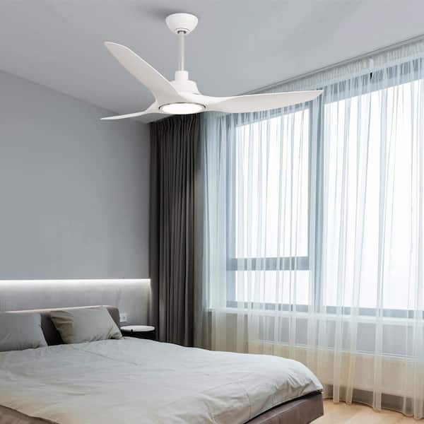 IHOMEadore 52 in. Indoor Integrated LED Matte White 3-Blade IHOMEadore 52 in. Indoor Integrated LED Matte White 3-Blade