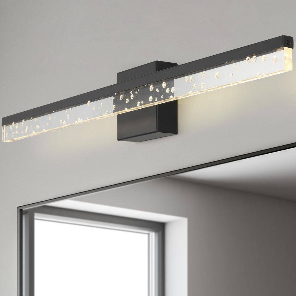 Ingres 30" Black Iron Dimmable Vanity Light with Acrylic Shade
