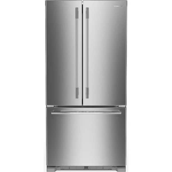 33 in. 22 cu. ft. Standard Depth French Door Refrigerator in PrintShield Stainless with Internal Water Dispenser