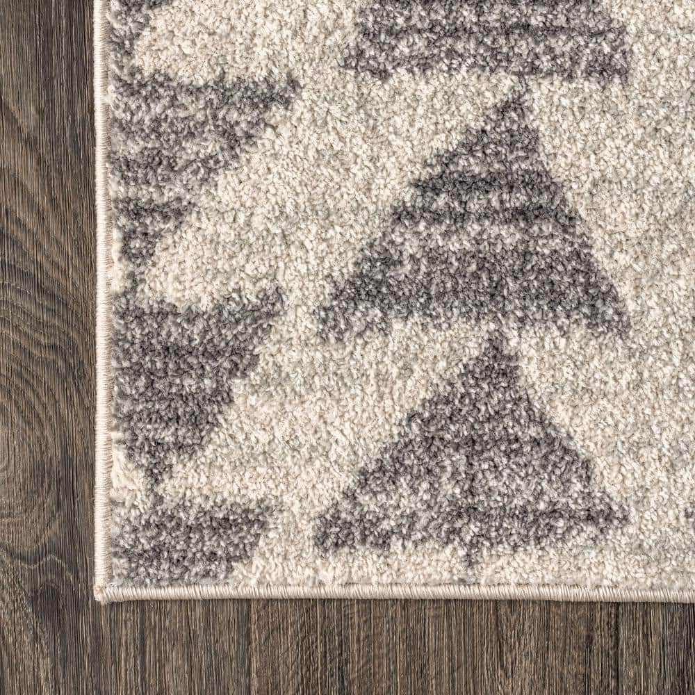 Aisha Cream and Gray Geometric Square Area Rug