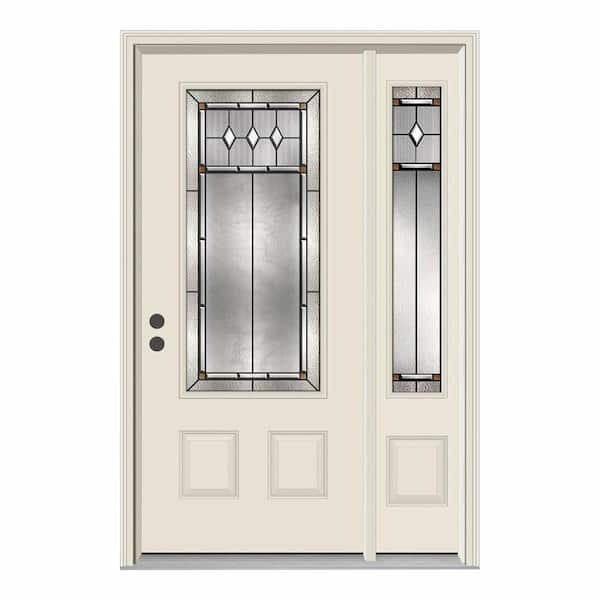 JELD-WEN 52 in. x 80 in. 3/4 Lite Mission Prairie Primed Steel Prehung Right-Hand Inswing Front Door with Right-Hand Sidelite