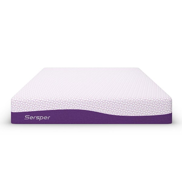 Sersper Purple Queen Size Medium Firm Memory Foam 14 In. Bed In A Box ...