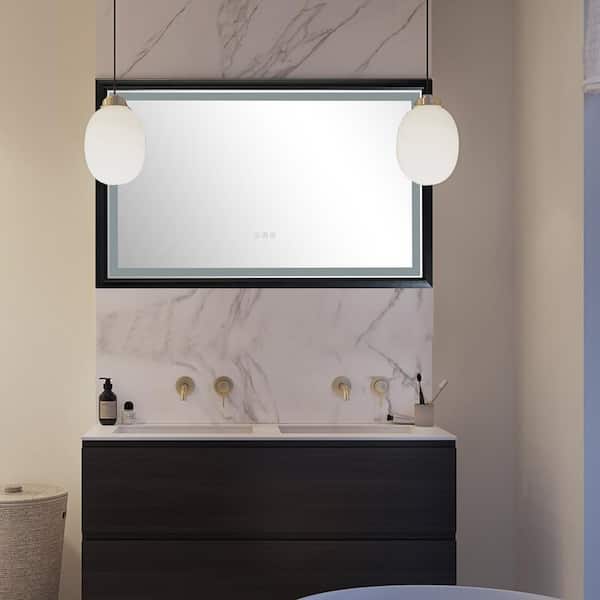 Maincraft 40 in. W x 24 in. H Rectangular Frameless Anti-Fog Wall Mounted LED Light Bathroom Vanity Mirror in Silver