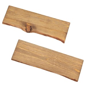24 in. x 8 in. x 1 in. Trail Brown Solid Pine Live Edge Wall Shelf (Set of 2)