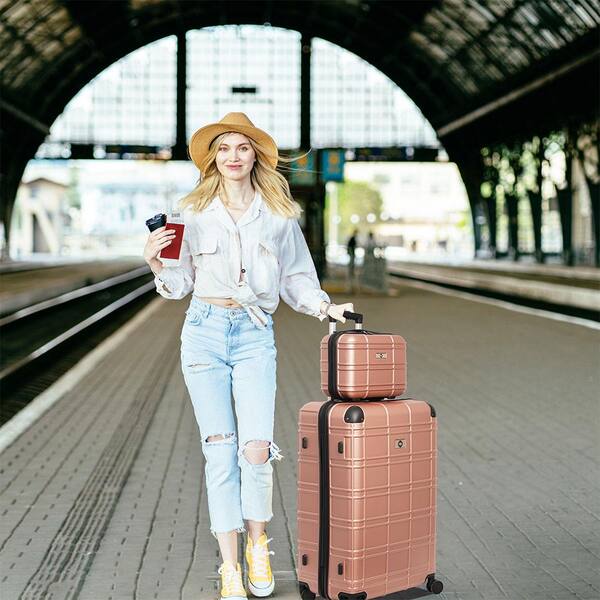 Adrinfly 4-Piece Rose Gold Hard Side Luggage Set