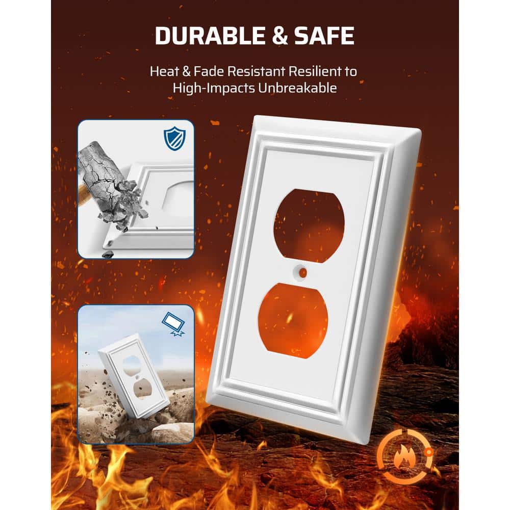 White Beaded Metal 1-Gang Duplex Outlet Cover Plate, 4-Pack