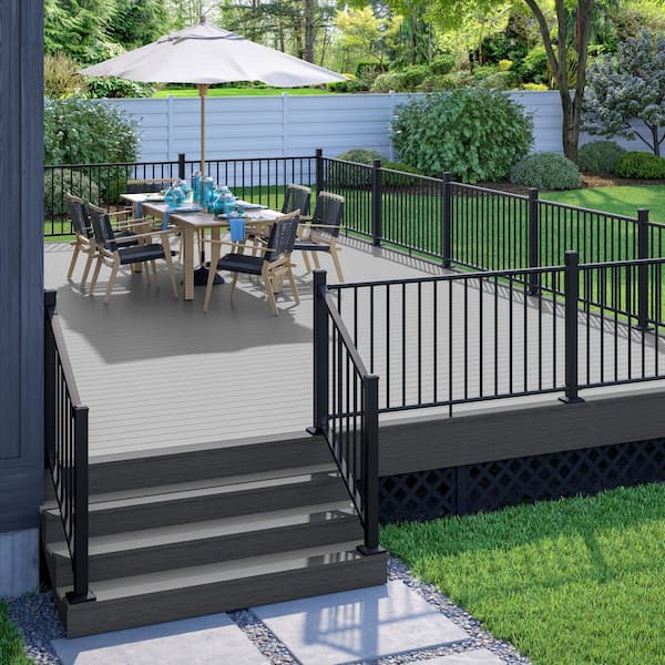 Vista 1 in. x 5-1/2 in. x 12 in. Driftwood Slotted Composite Deck Board Sample