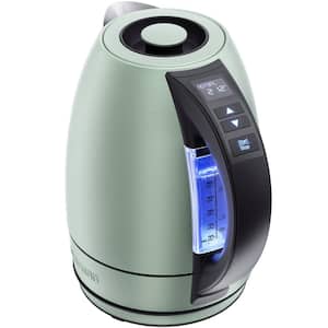 7-Cup Green Stainless Steel Cordless Electric Kettle with Temperature Control, LED Light, Keep Warm Function