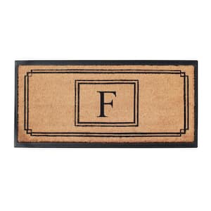 A1HC Black/Beige 24 in. x 47.5 in. Rubber and Coir Heavy Duty, Extra Large Monogrammed F Door Mat