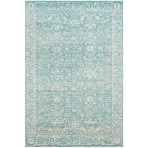 Evoke Light Blue/Ivory 4 ft. x 6 ft. Border Area Rug