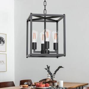 Black Light 13/mo Finance Modern Chandelier 4-Light, Black