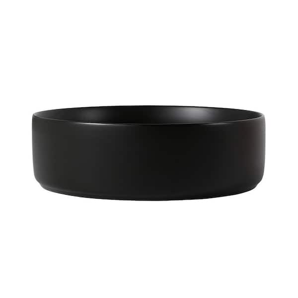 15.75 in. Vessel Round Ceramic Bathroom Art Sink in Matte Black