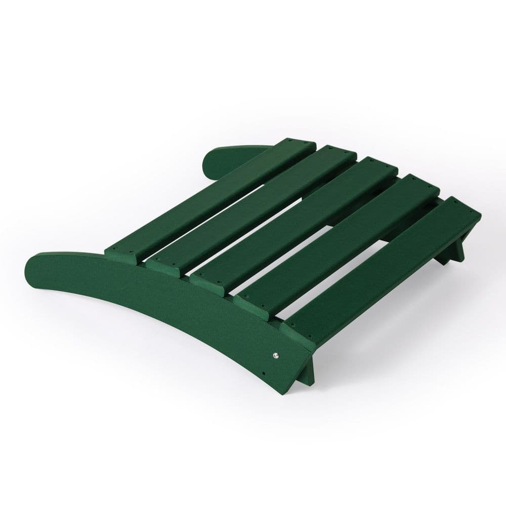 Dark Green HDPE Foldable Curved-Leg Outdoor Ottoman