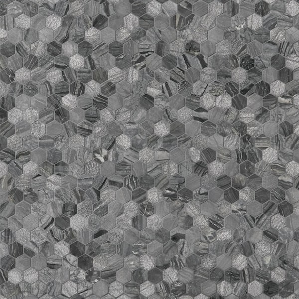 MSI Henley Hexagon 12 in. x 12 in. Polished Marble Mesh-Mounted