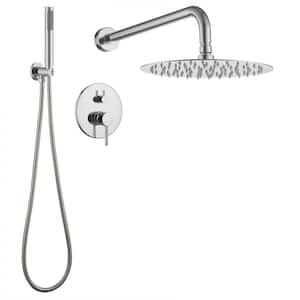 Single Handle 1-Spray Rain Wall Moinut Round 10 in. Shower Faucet Head 1.8 GPM with Handheld in Chrome