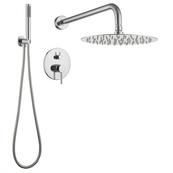 Unbranded Single Handle 1-Spray Rain Wall Moinut Round 10 in. Shower Faucet Head 1.8 GPM with Handheld in Chrome