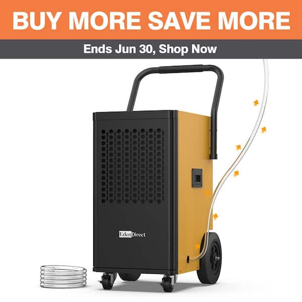 174 pt. 6,000 sq. ft. Buckless Industrial Dehumidifier in Yellows with Pump, Dehumidifier for Basement, ETL Certified