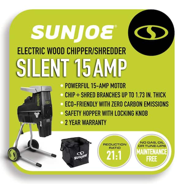 15 Amp 1.7 in. Cutting Diameter Electric Silent Wood Chipper/Shredder