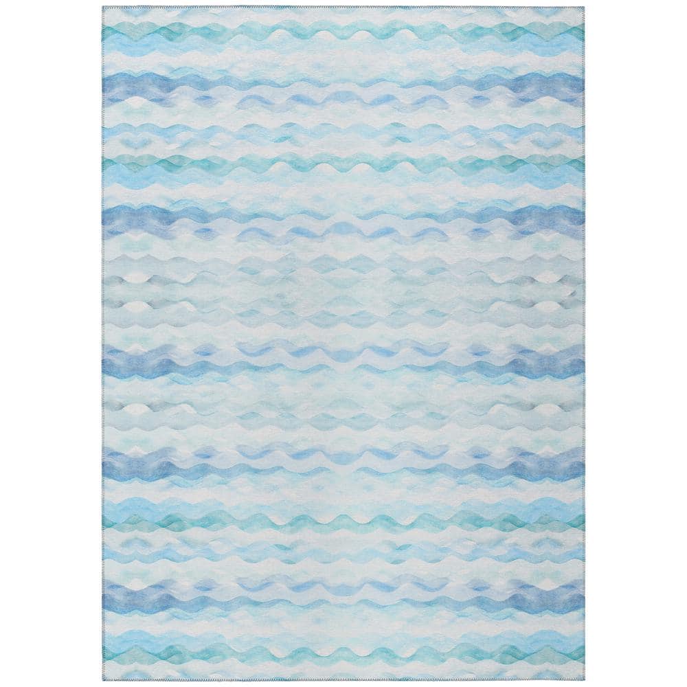 Surfside 5 ft. x 7 ft. 6 in. Blue Geometric Indoor/Outdoor Area Rug