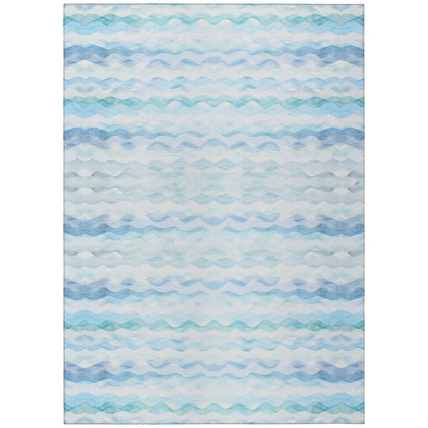 Surfside 8 ft. x 10 ft. Blue Geometric Indoor/Outdoor Area Rug