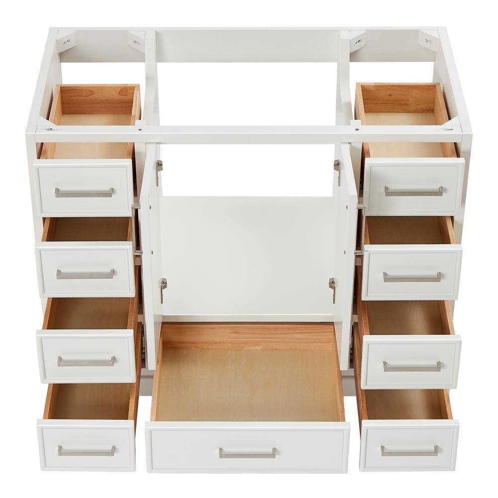 Stafford White Solid Wood 43" Freestanding Bathroom Vanity Cabinet