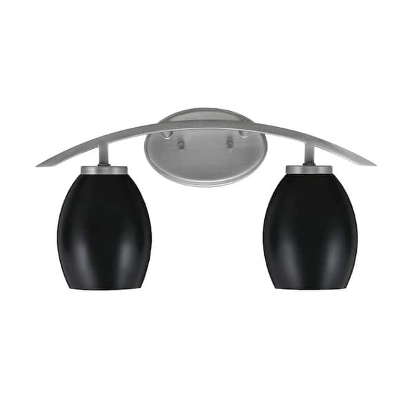 Unbranded Siena 18.25 in. 2-Light Vanity Light Graphite with Matte Black Metal Shades