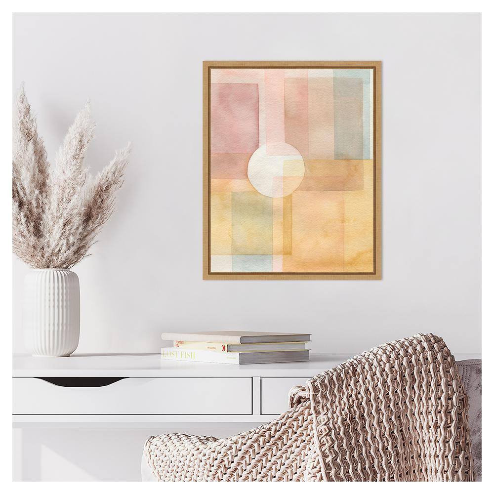 Glow And Peep I Abstract Pastel Canvas Wall Art with Maple Frame