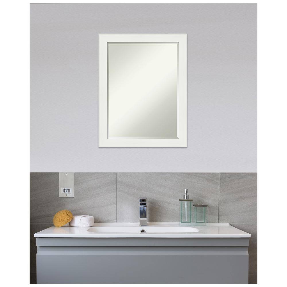 White Matte Rectangular Wall Mounted Bath Mirror