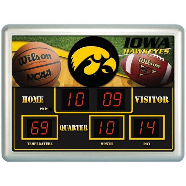 Team Sports America University of Iowa 14 in. x 19 in. Scoreboard Clock with Temperature