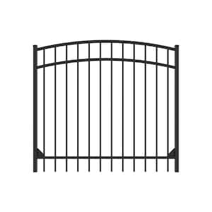 Athens 5 ft. W x 4 ft. H Gloss Black Aluminum Metal Flat Top Design Fence Arched Walk Gate