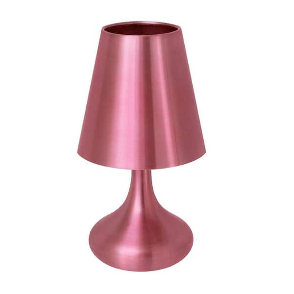 Lumisource 10 in. Pink Indoor Touch Table Lamp with Metal Shade