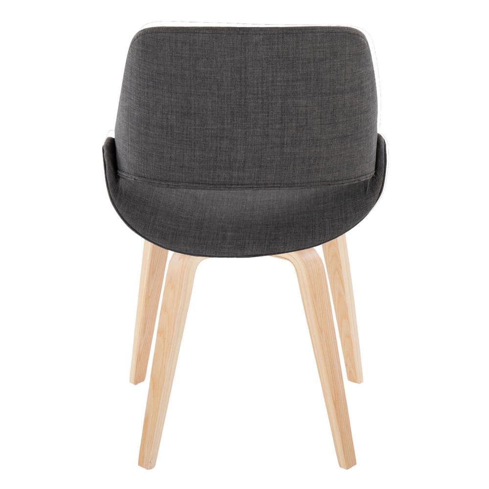 Charcoal Faux Leather Upholstered Side Chair with Natural Wood Legs