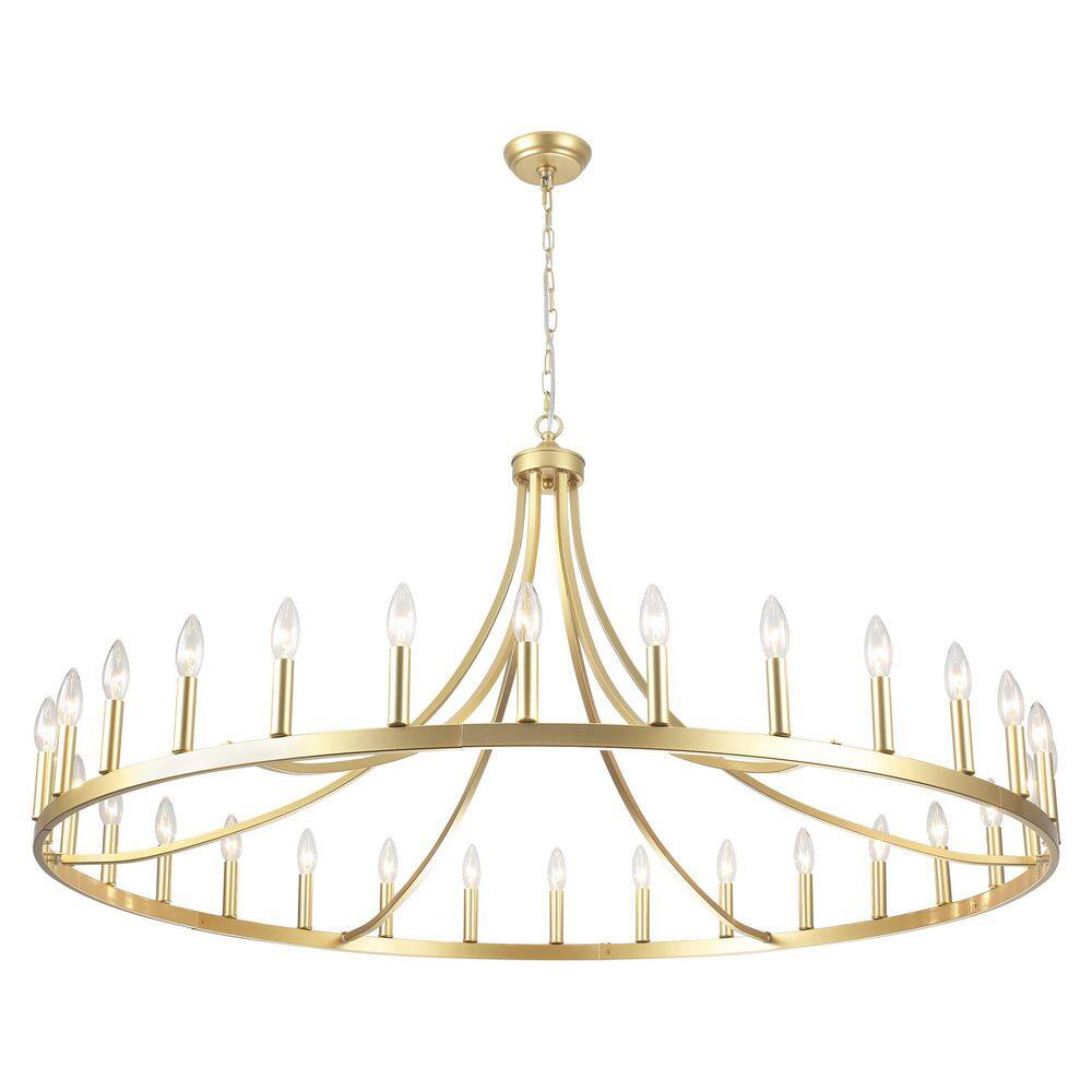 30-Light 52 in. Large Gold Wagon Wheel Chandelier for Farmhouse Industrial Dining Room Living Room price history on PriceWatchPro